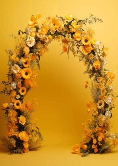 Yellow Studio Floral Arch 5’X7’ Ultracloth (60 X 84 Inch) Backdrop