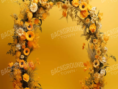 Yellow Studio Floral Arch 6’8X5’ Fleece (80 X 60 Inch) Backdrop