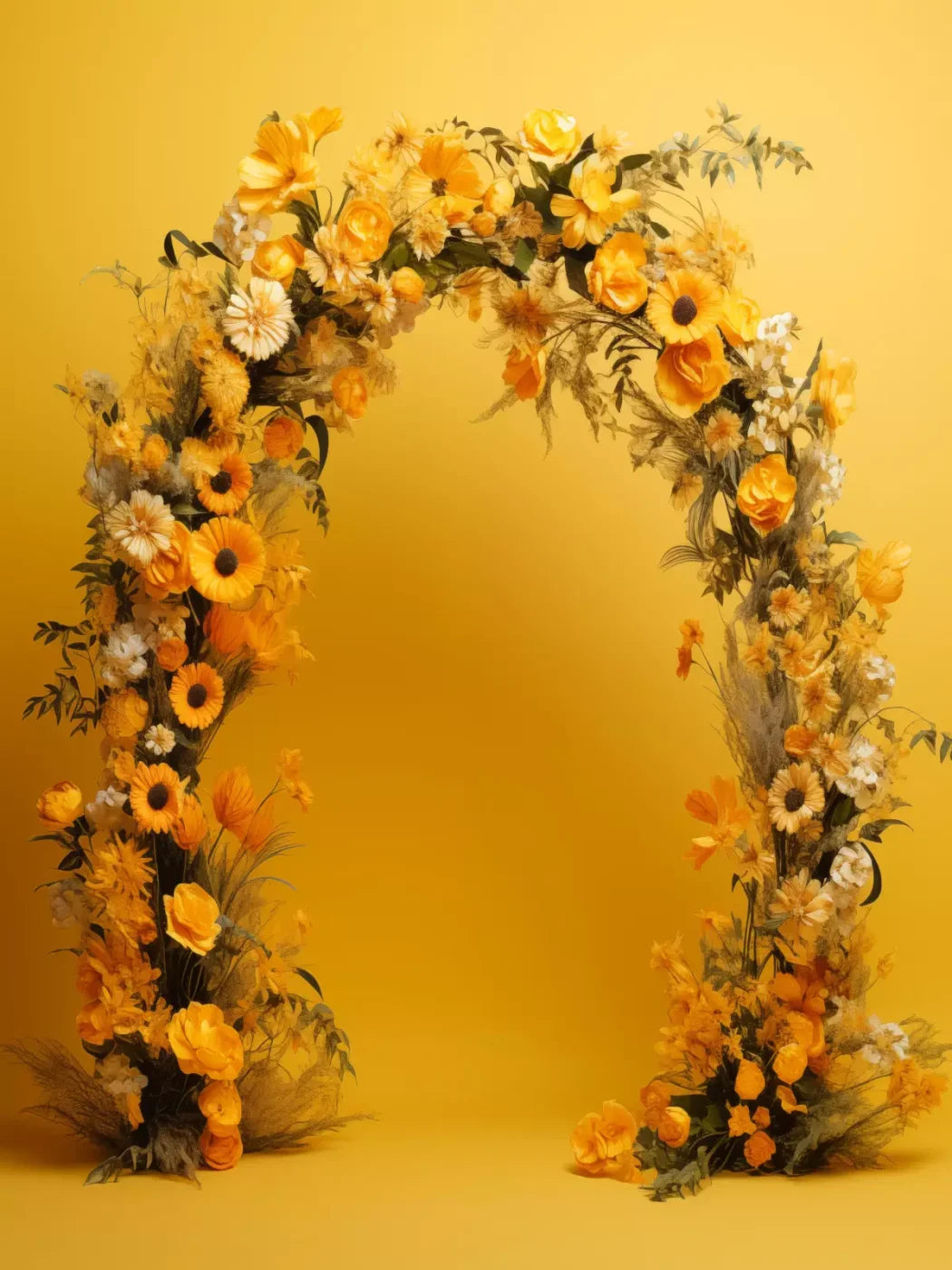 Yellow Studio Floral Arch 6’X8’ Fleece (72 X 96 Inch) Backdrop