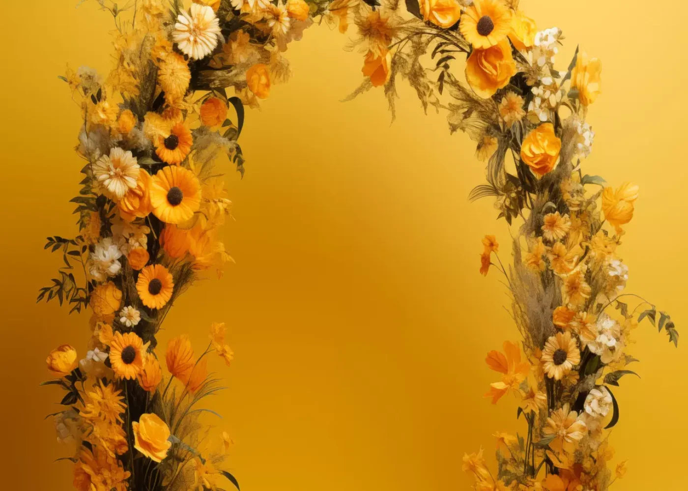 Yellow Studio Floral Arch 7’X5’ Ultracloth (84 X 60 Inch) Backdrop