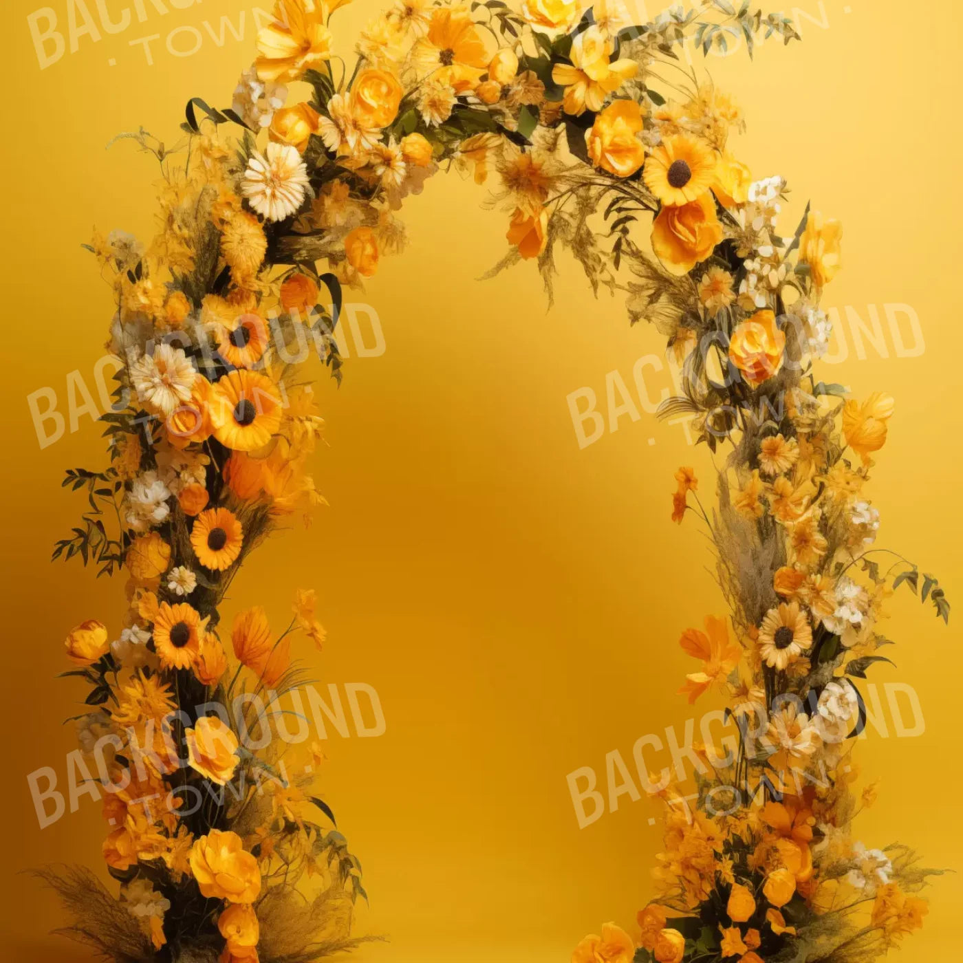 Yellow Studio Floral Arch 8’X8’ Fleece (96 X Inch) Backdrop