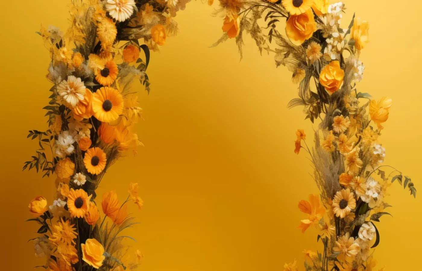 Yellow Studio Floral Arch 14’X9’ Ultracloth (168 X 108 Inch) Backdrop