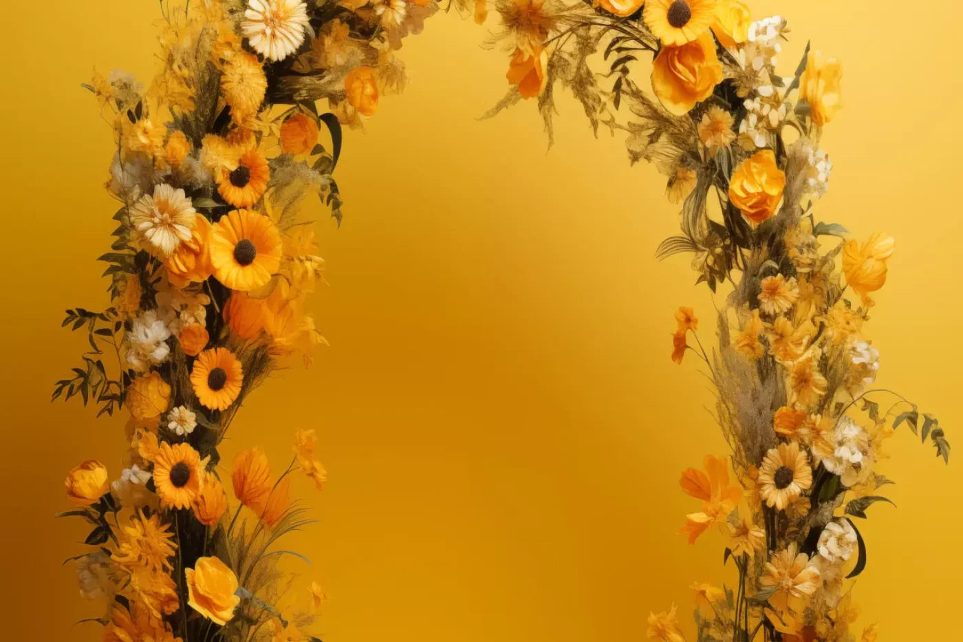 Yellow Studio Floral Arch 12’X8’ Ultracloth (144 X 96 Inch) Backdrop