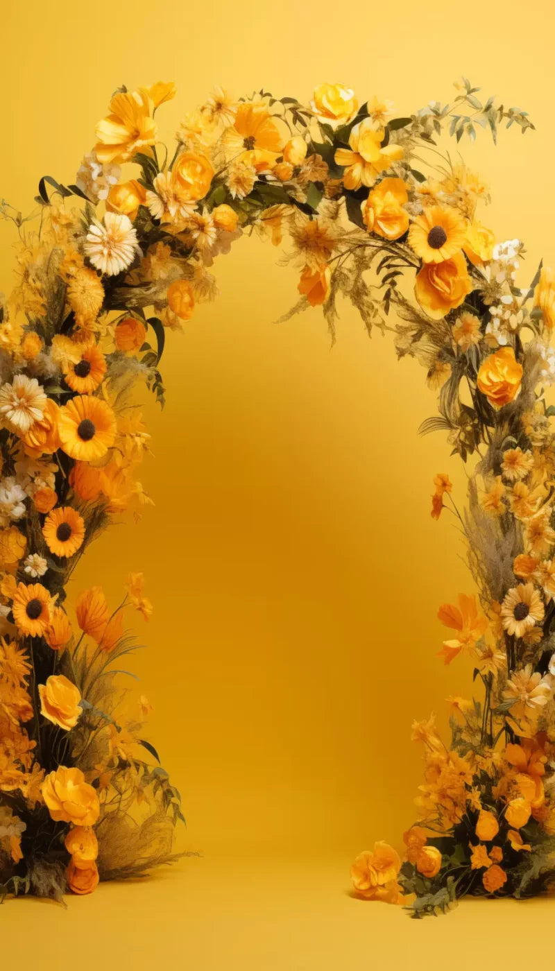 Yellow Studio Floral Arch 8’X14’ Ultracloth For Westcott X-Drop Pro (96 X 168 Inch) Backdrop