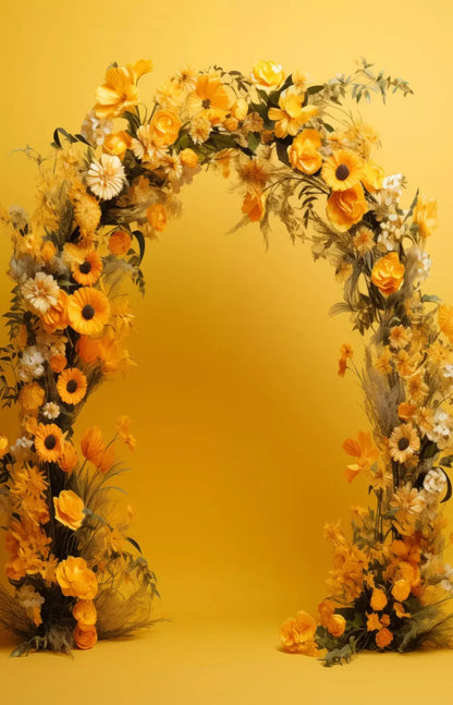 Yellow Studio Floral Arch 9’X14’ Ultracloth (108 X 168 Inch) Backdrop